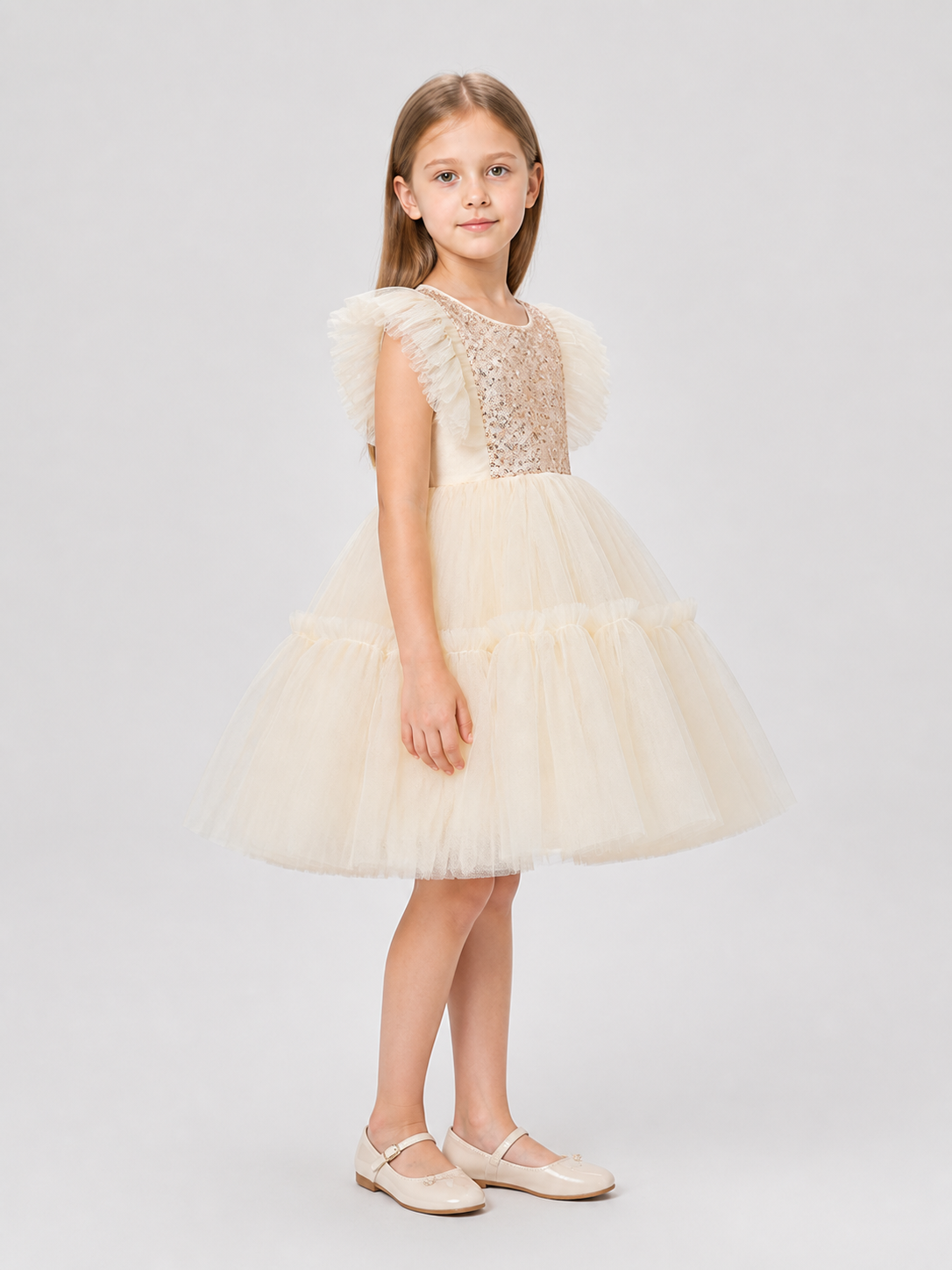 Full Sequin Tutu Dress with Layered Mesh side view