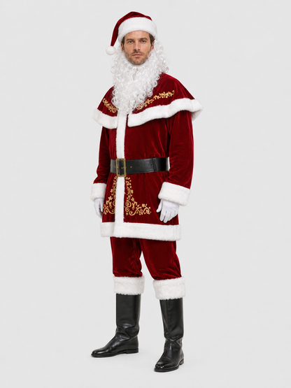 Santa Claus Costume, 8-Piece Red and White Set side view