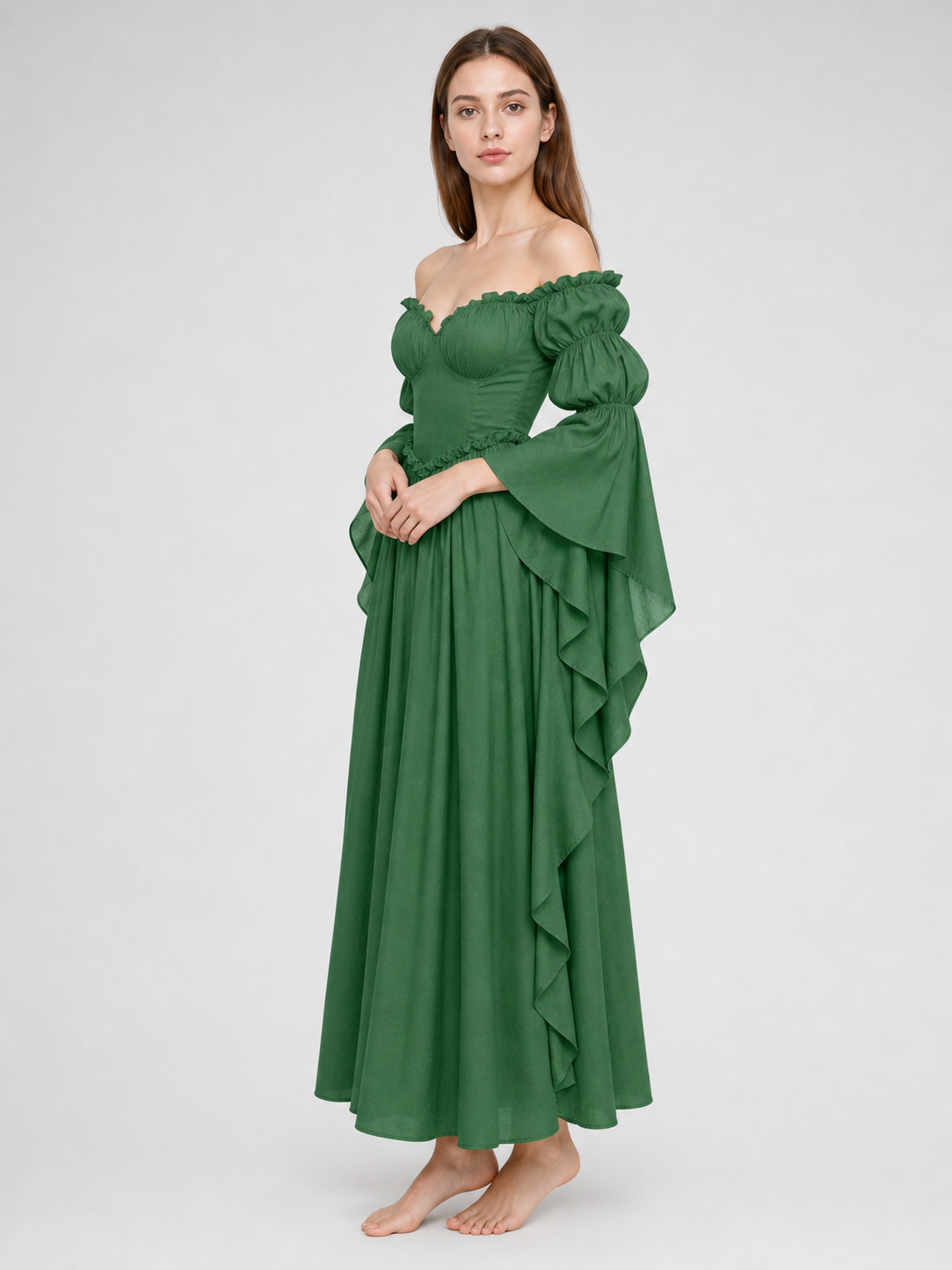 Green Vintage-Style Medieval Dress