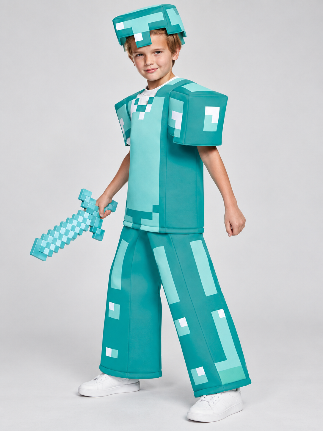 Kids' Turquoise Carnival Costume with Pixel Design