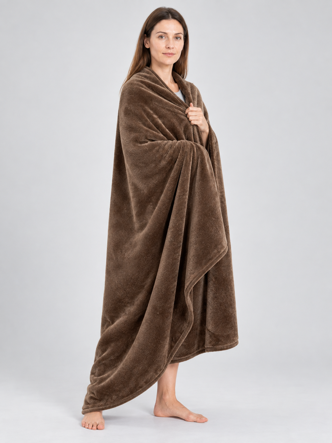 Dark Brown Polyester Throw Blanket Reversible Soft