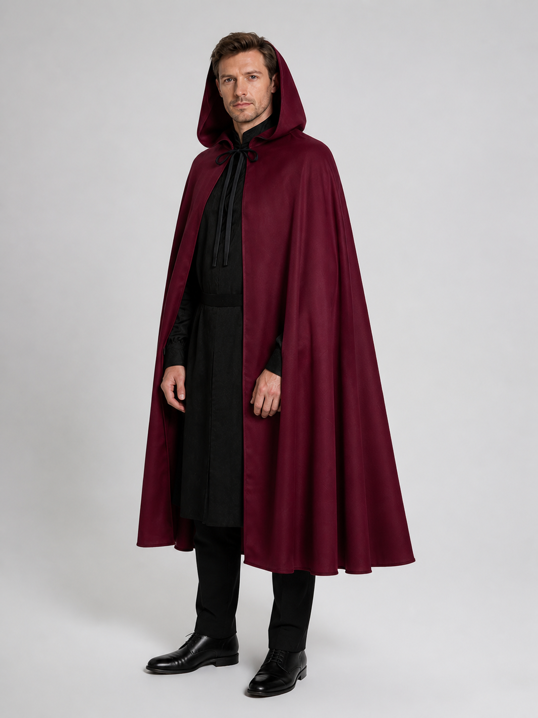Long Polyester Hooded Cosplay Cape side view