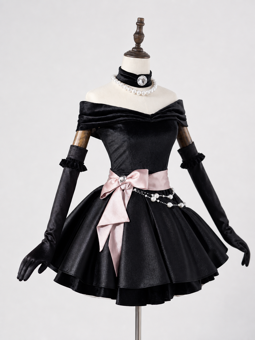 Gothic cosplay dress costume with gloves