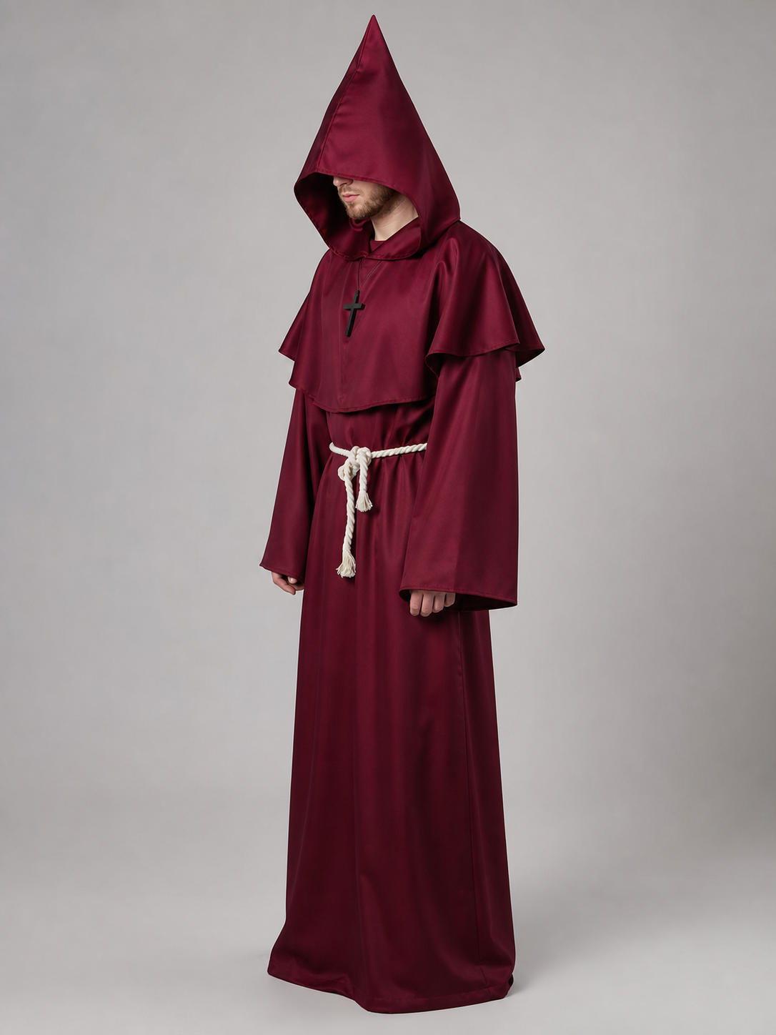 Halloween Hooded Wizard Robe with Belt