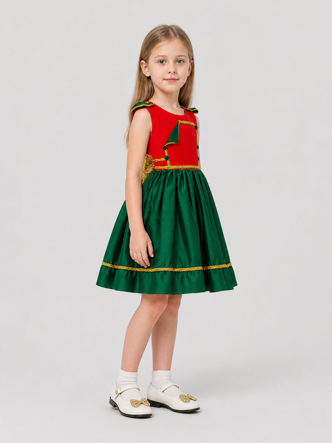 Santa Claus Christmas Dress with Full Skirt side view