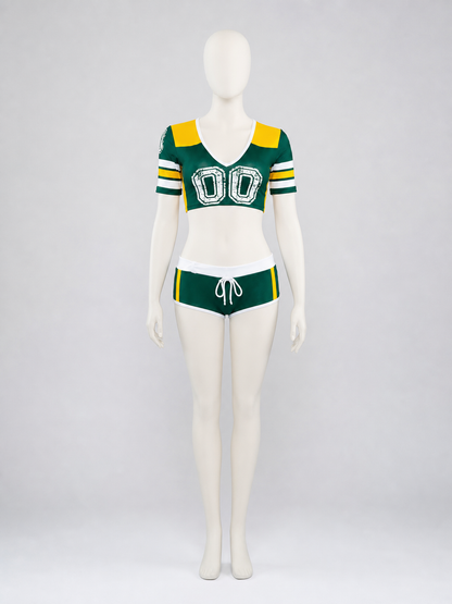 Sports set with a T-shirt and shorts featuring contrasting details