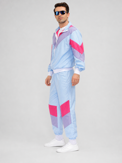 Sports tracksuit with jacket and pants, geometric inserts