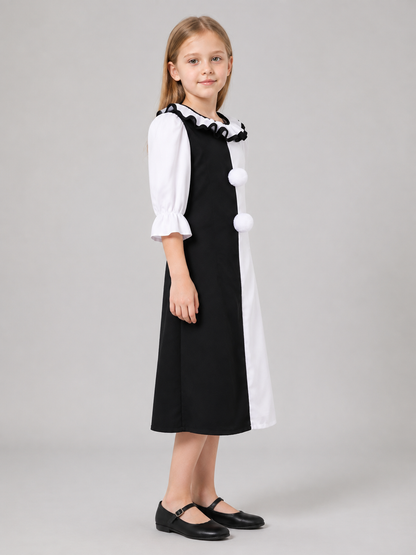 Women's Black-and-White Pom-Pom Cosplay Costume side view