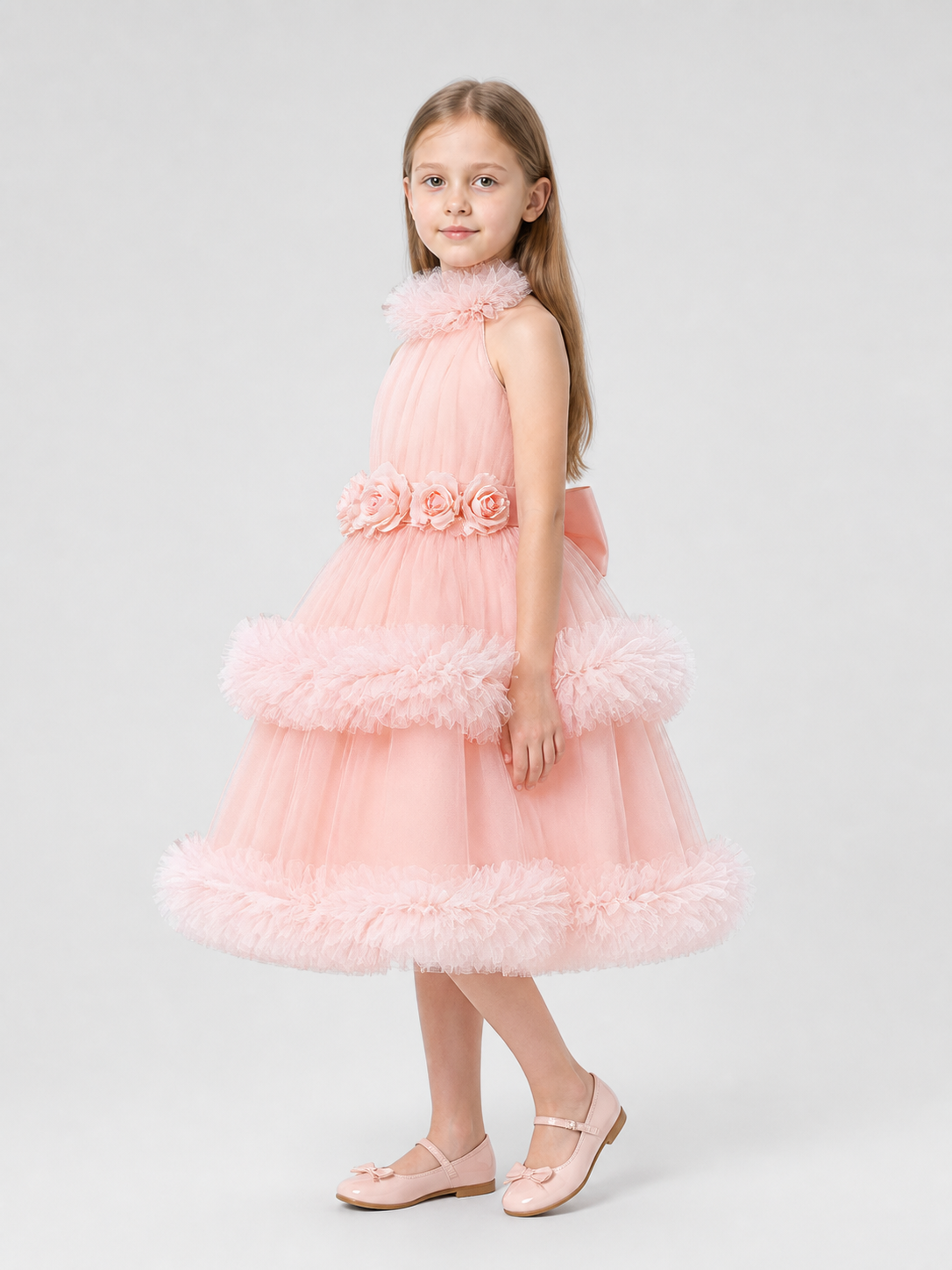 Girls' Dressy Princess Dress, Pink, Sleeveless side view