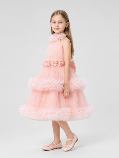 Girls' Dressy Princess Dress, Pink, Sleeveless side view
