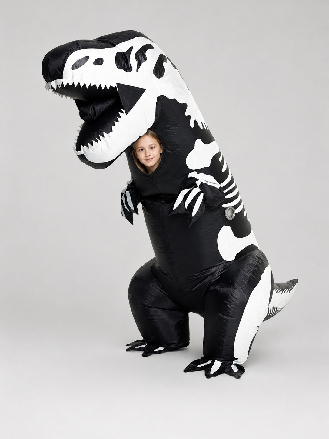 Inflatable T. rex Costume, Black and White, One Size