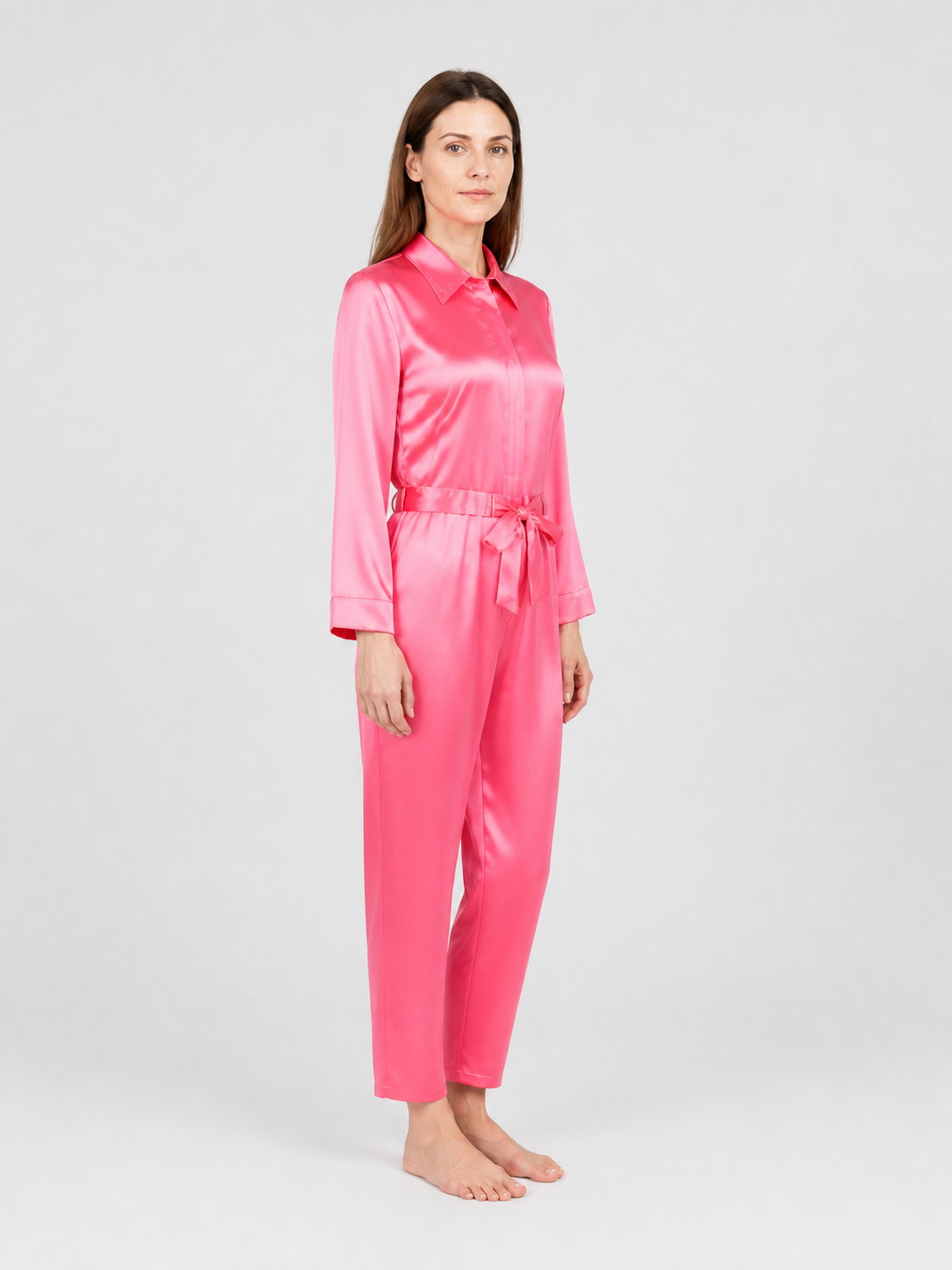 Barbie Ken Cosplay Jumpsuit, Bright Pink, with Collar side view