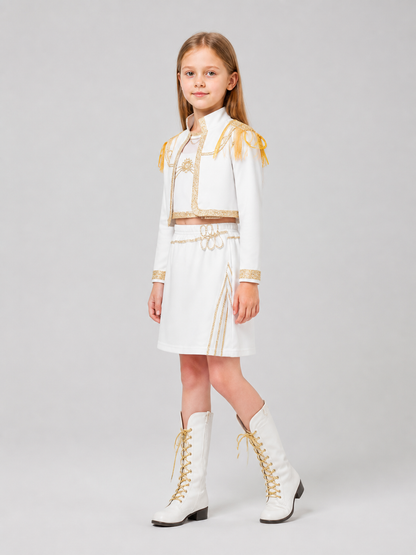 Children’s Stage Costume, White with Gold, Three-Piece Set side view