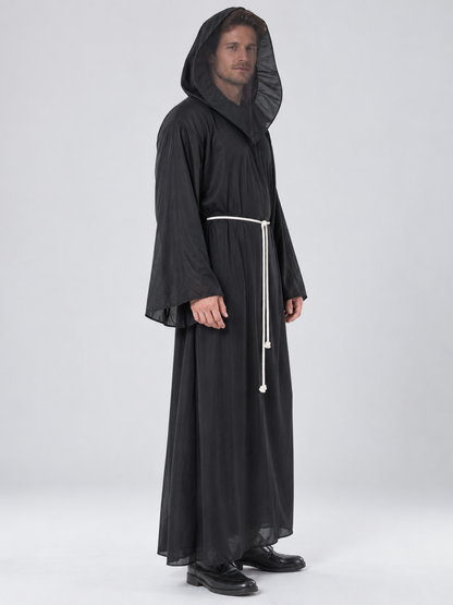 Black Vampire Costume with Hood and Belt