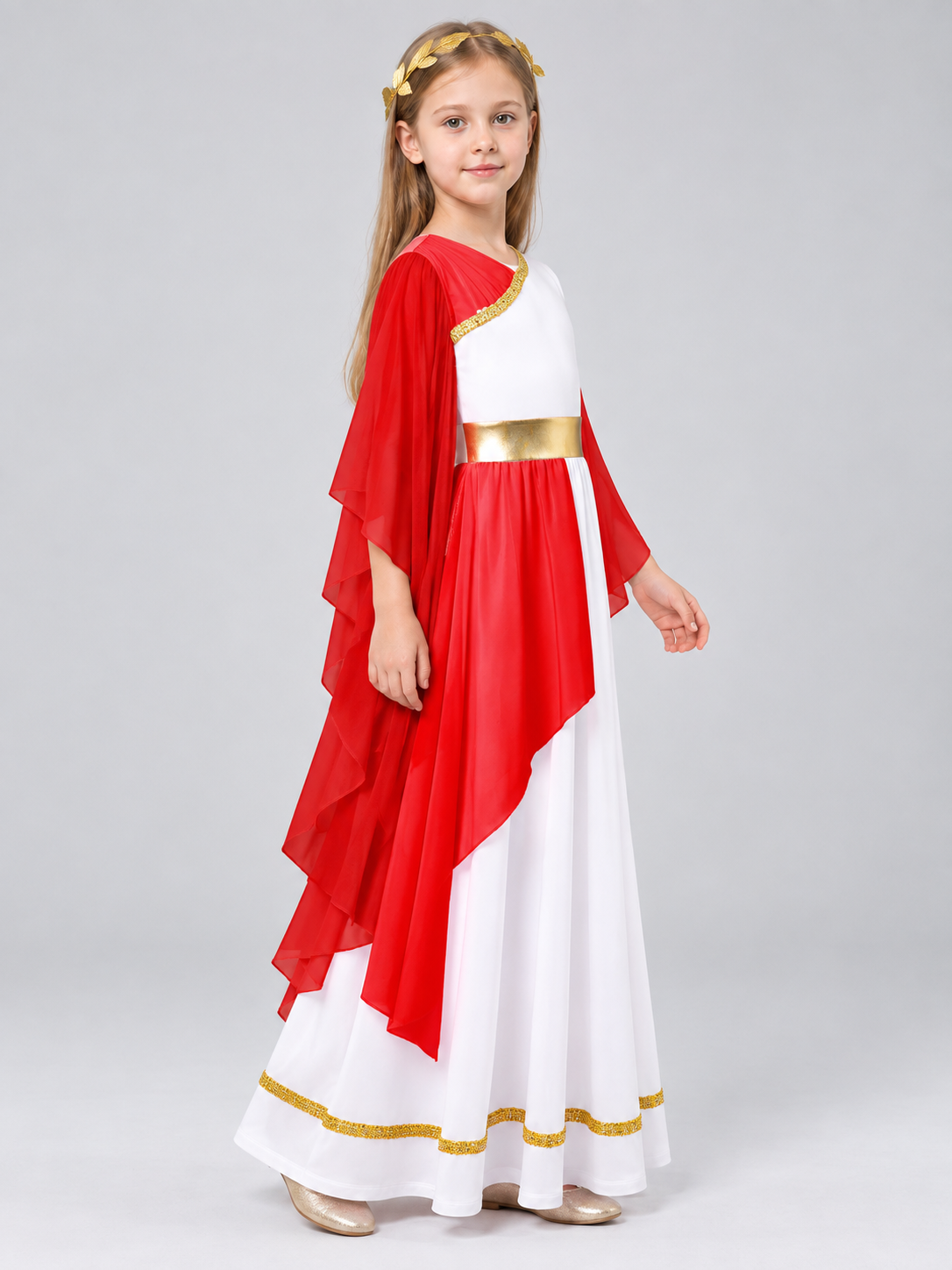 Greek-Style Carnival Dress with Gold Belt