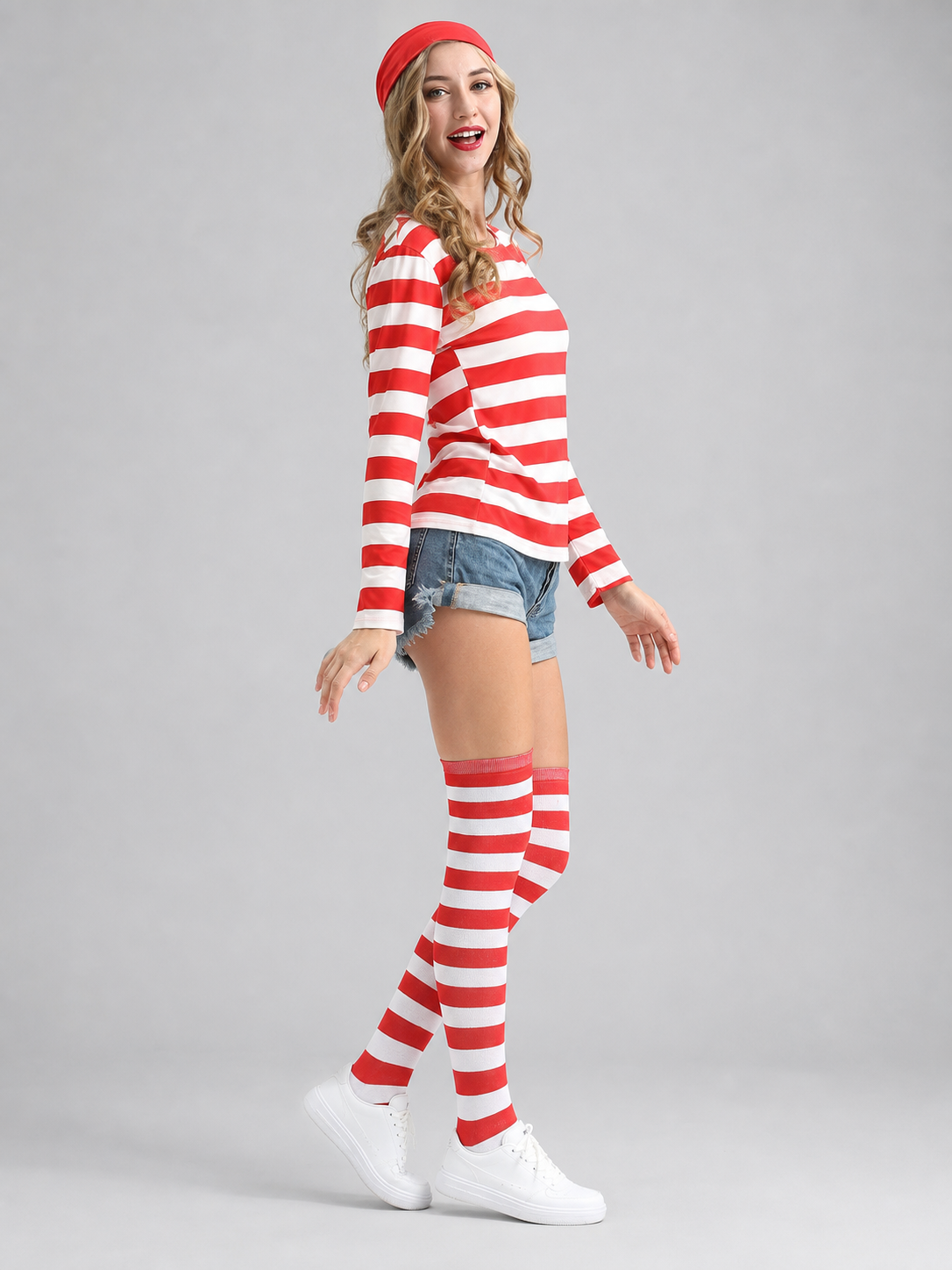 Long-Sleeve Red and White Striped T-Shirt