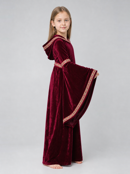 Halloween Vampire Costume — Burgundy Hooded Cloak