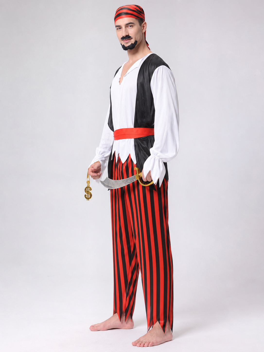 Pirate Carnival Costume with Saber and Accessories