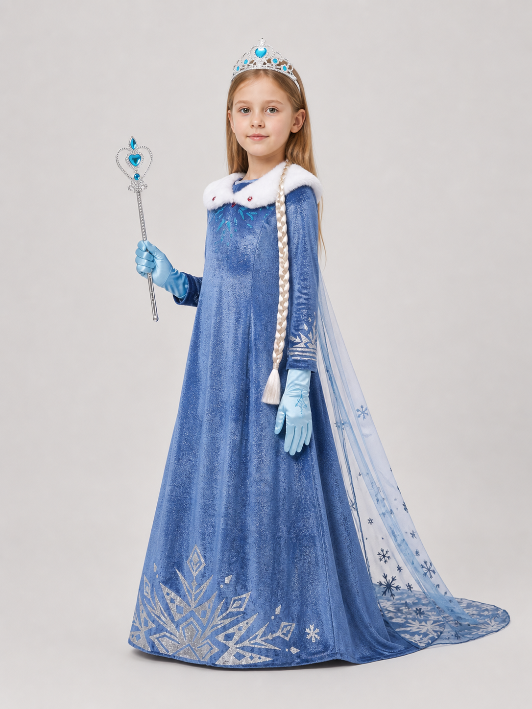 Children's Princess Elsa Dress with Accessories for Halloween side view
