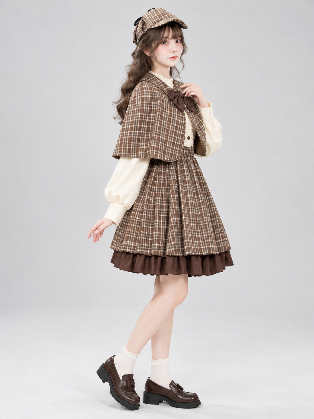 Detective-Style Cosplay Costume, Dress, Cape, Hat
