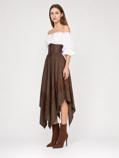 Pirate-Style Costume: Blouse, Corset, and Skirt