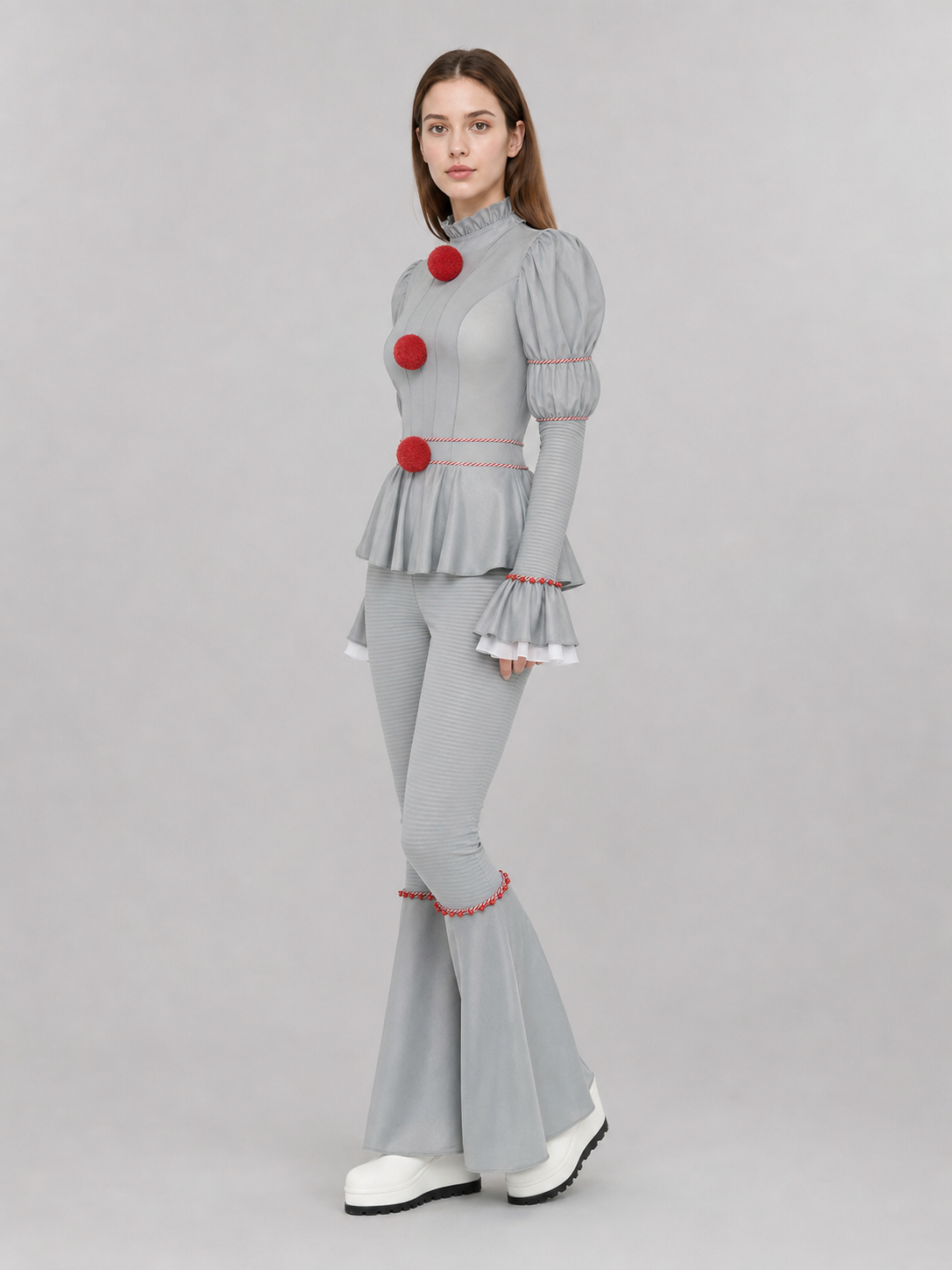 Carnival Circus Clown Costume with Ruffles side view