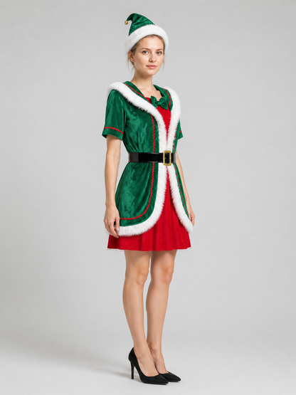 Christmas Elf Costume, Dress with Hat side view