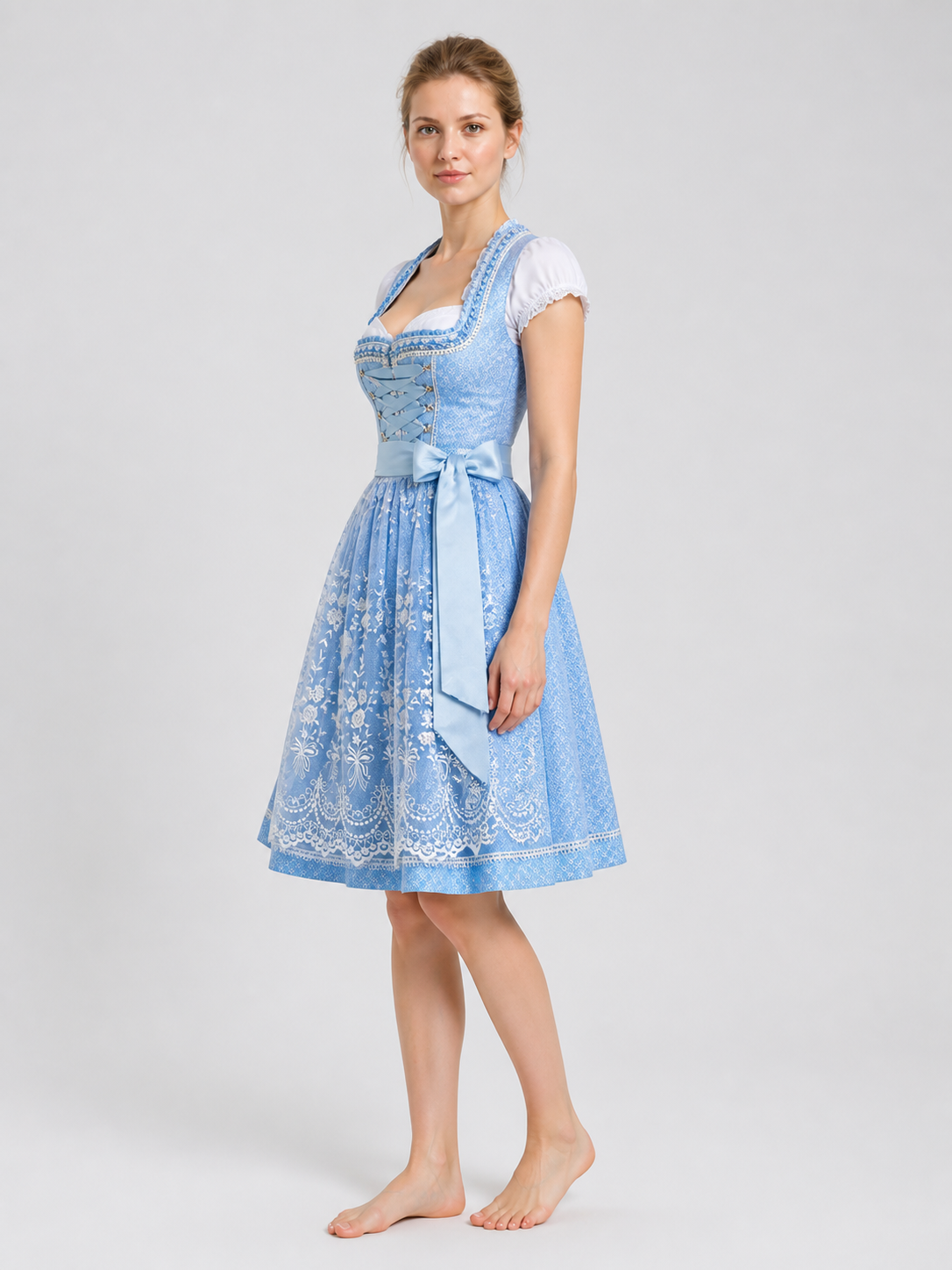 Bavarian-Style Dress, Stage Costume with Bow side view