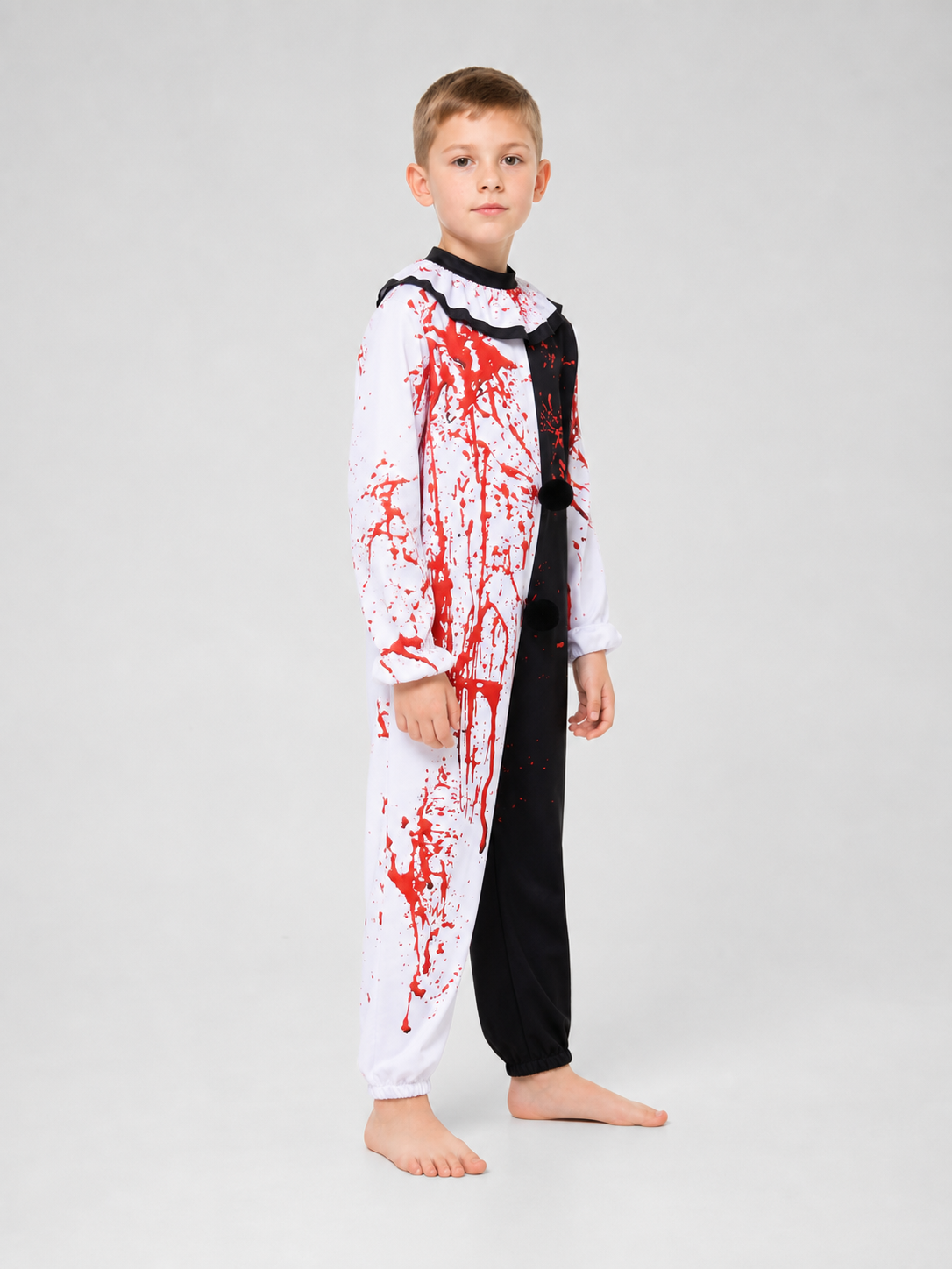 Carnival Clown Costume Jumpsuit with Blood Splatter Print