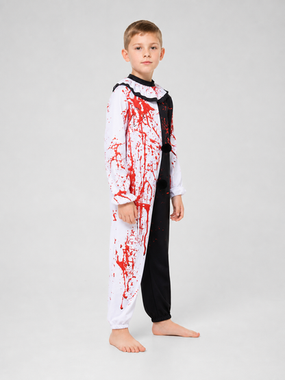 Carnival Clown Costume Jumpsuit with Blood Splatter Print