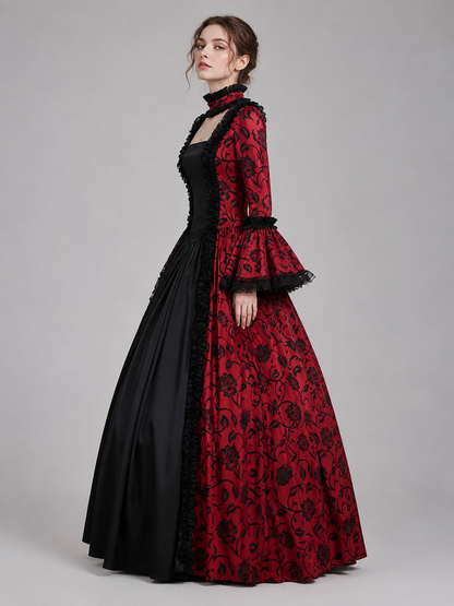 Gothic Victorian-Style Dress with Ruffles