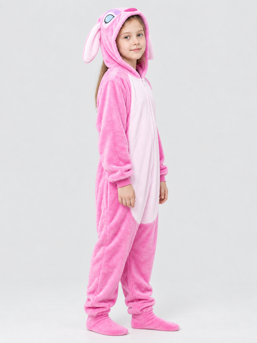 Flannel Hooded Pajama Jumpsuit with Ears