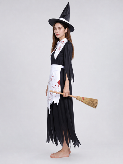Witch Costume with Hat and Broom for Cosplay