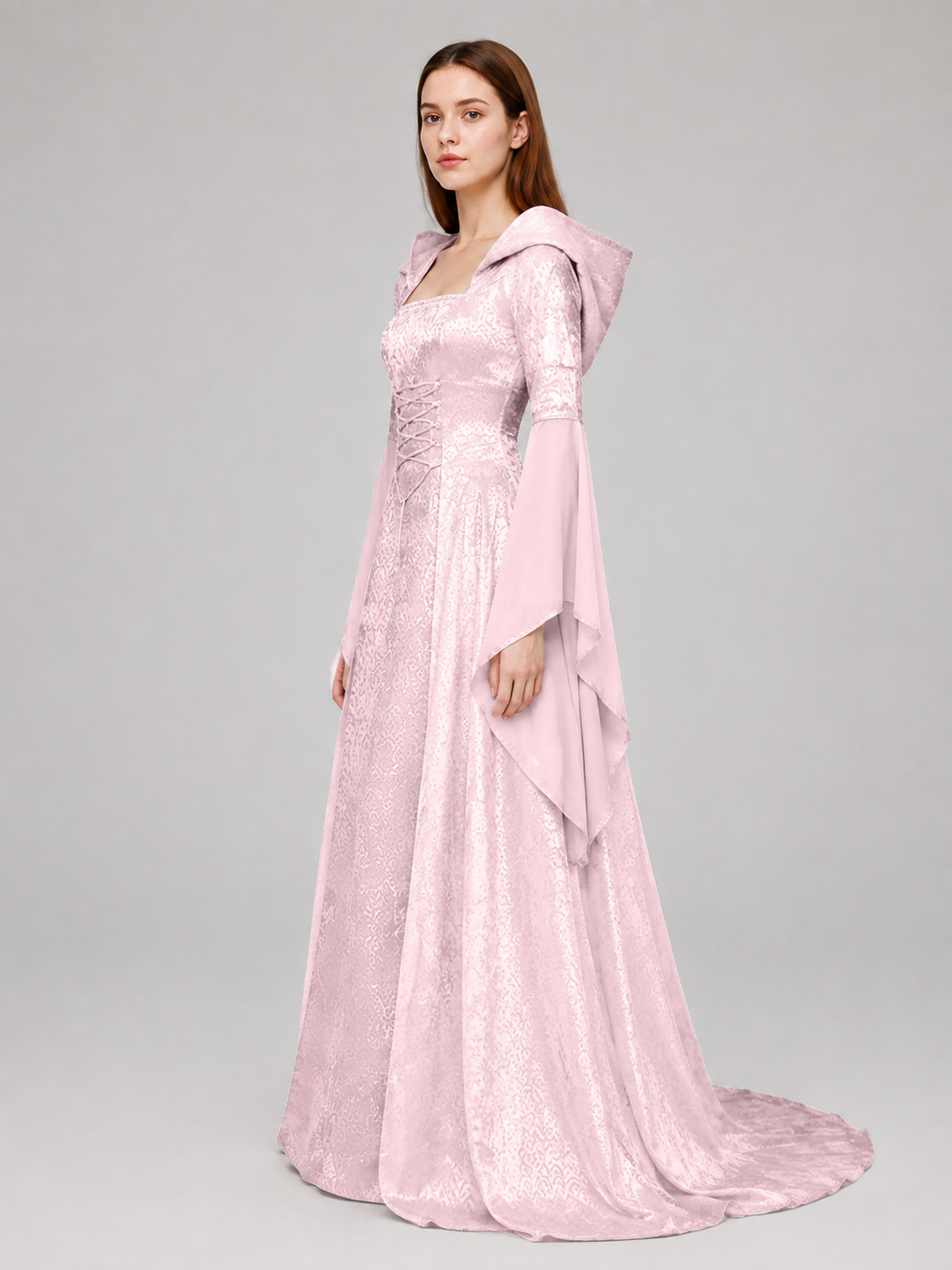 Medieval Hooded Lace-Up Dress side view