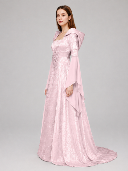 Medieval Hooded Lace-Up Dress side view