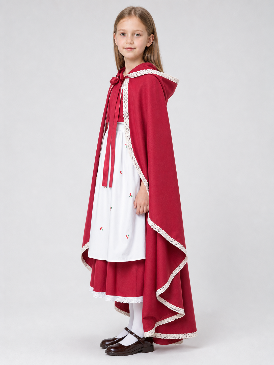 Long Red Hooded Costume Cape