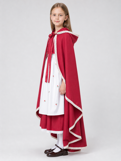 Long Red Hooded Costume Cape