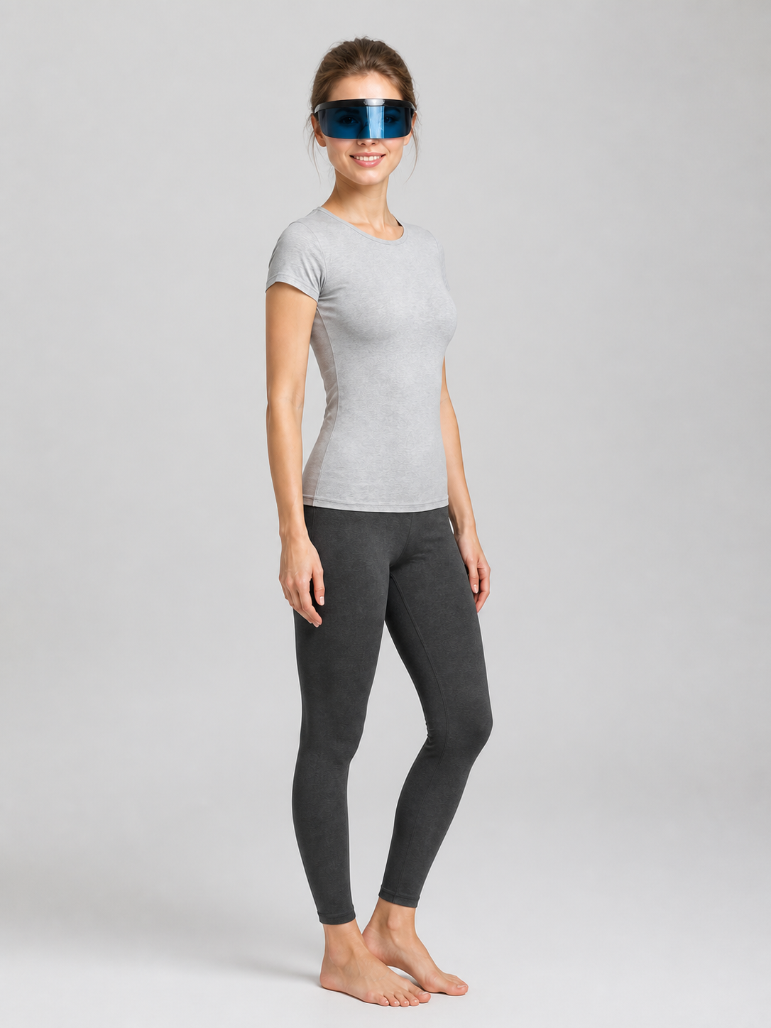 Futuristic Blue Glasses with a Wide Black Frame