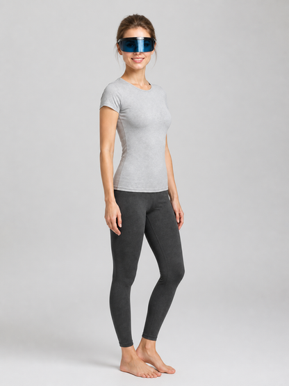 Futuristic Blue Glasses with a Wide Black Frame