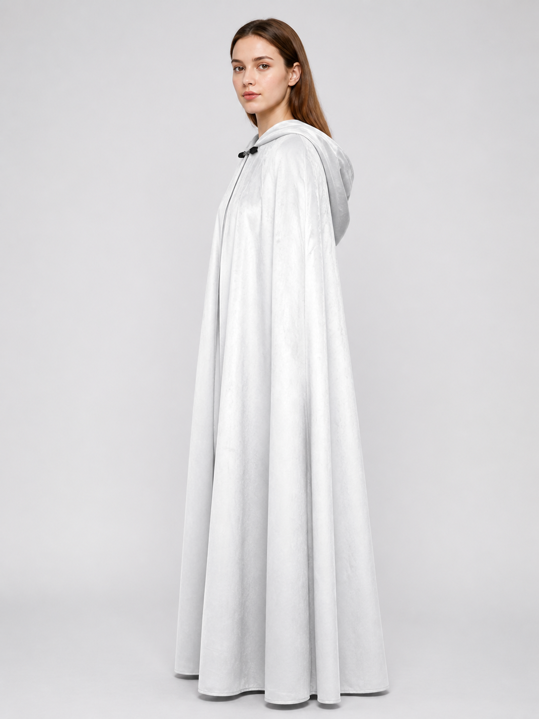 Long White Hooded Carnival Cloak