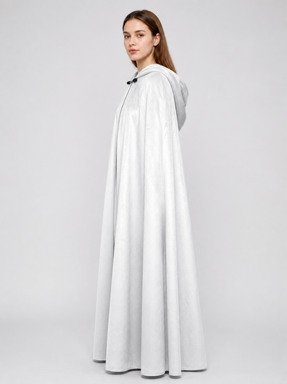 Long White Hooded Carnival Cloak