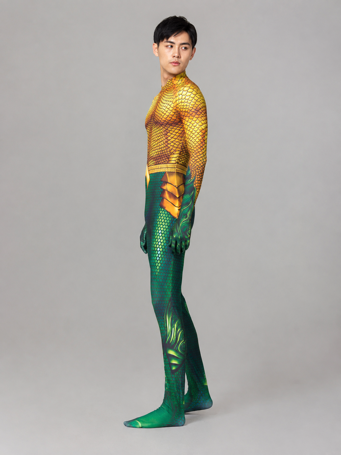 Aquaman Costume with Scale Pattern side view