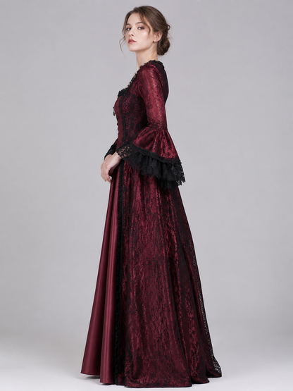 Long Floor-Length Dress with Lace and Lacing side view