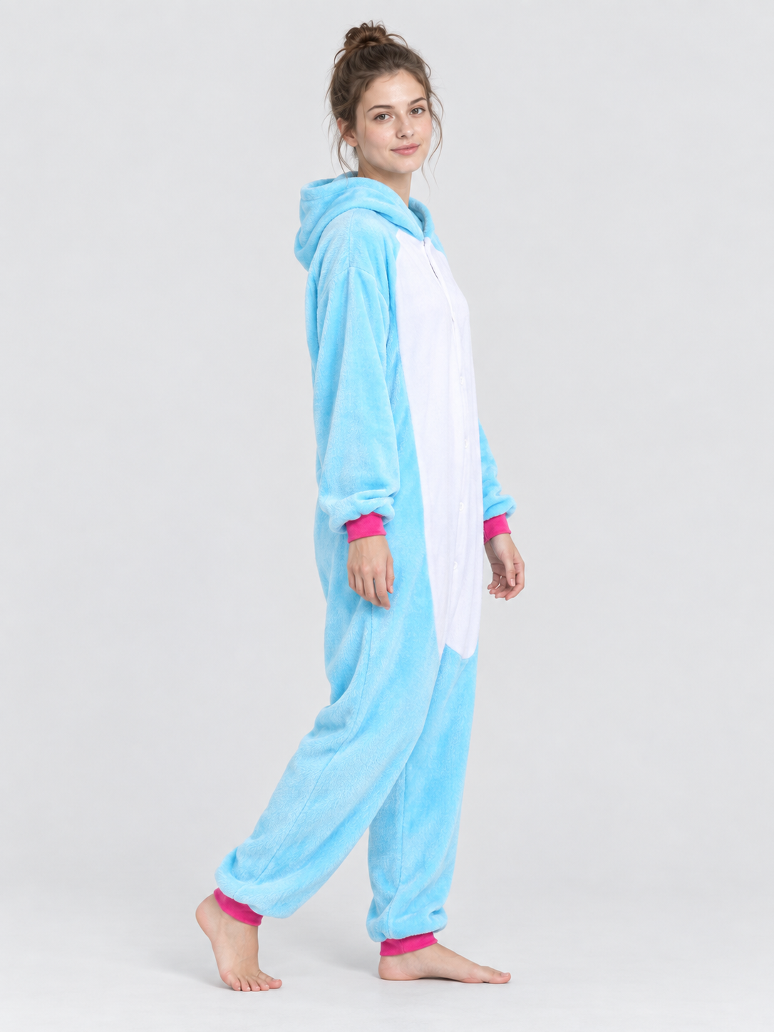 Flannel Hooded Pajama Jumpsuit with White Insert