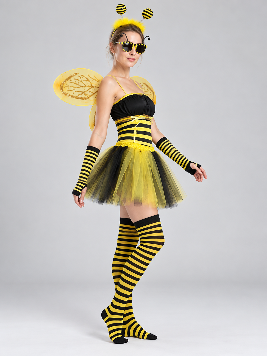 Bee Costume Set with Wings and Tutu Skirt side view