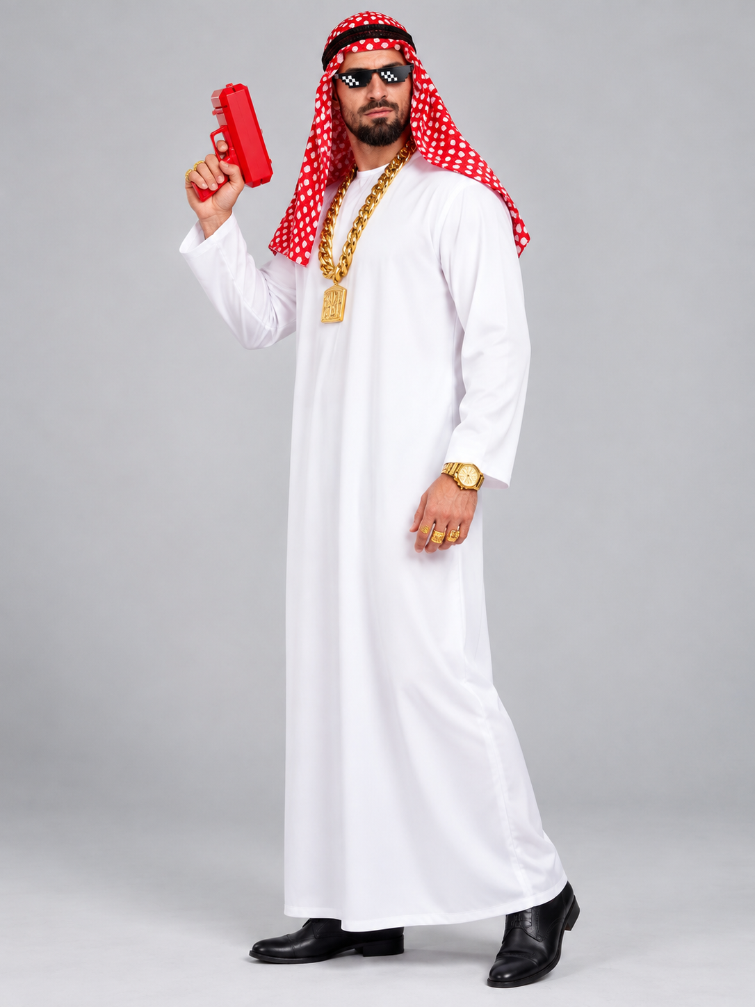 Arabian-Style Carnival Costume with Headscarf and Glasses