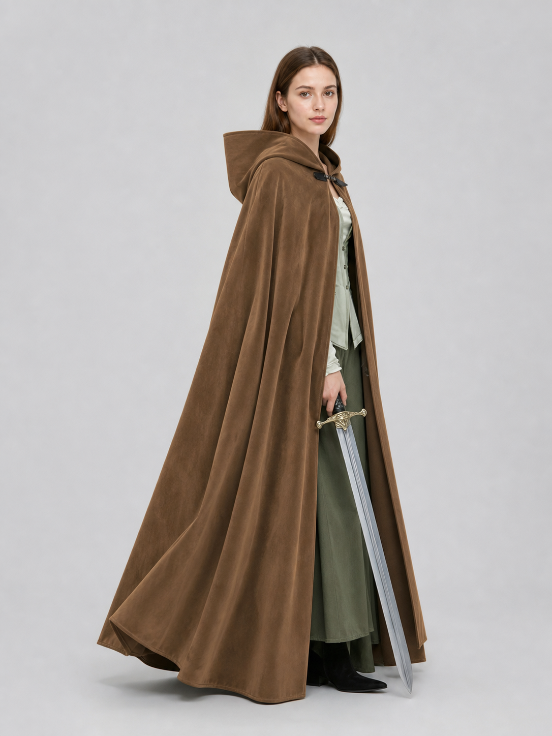Brown Hooded Costume Cloak