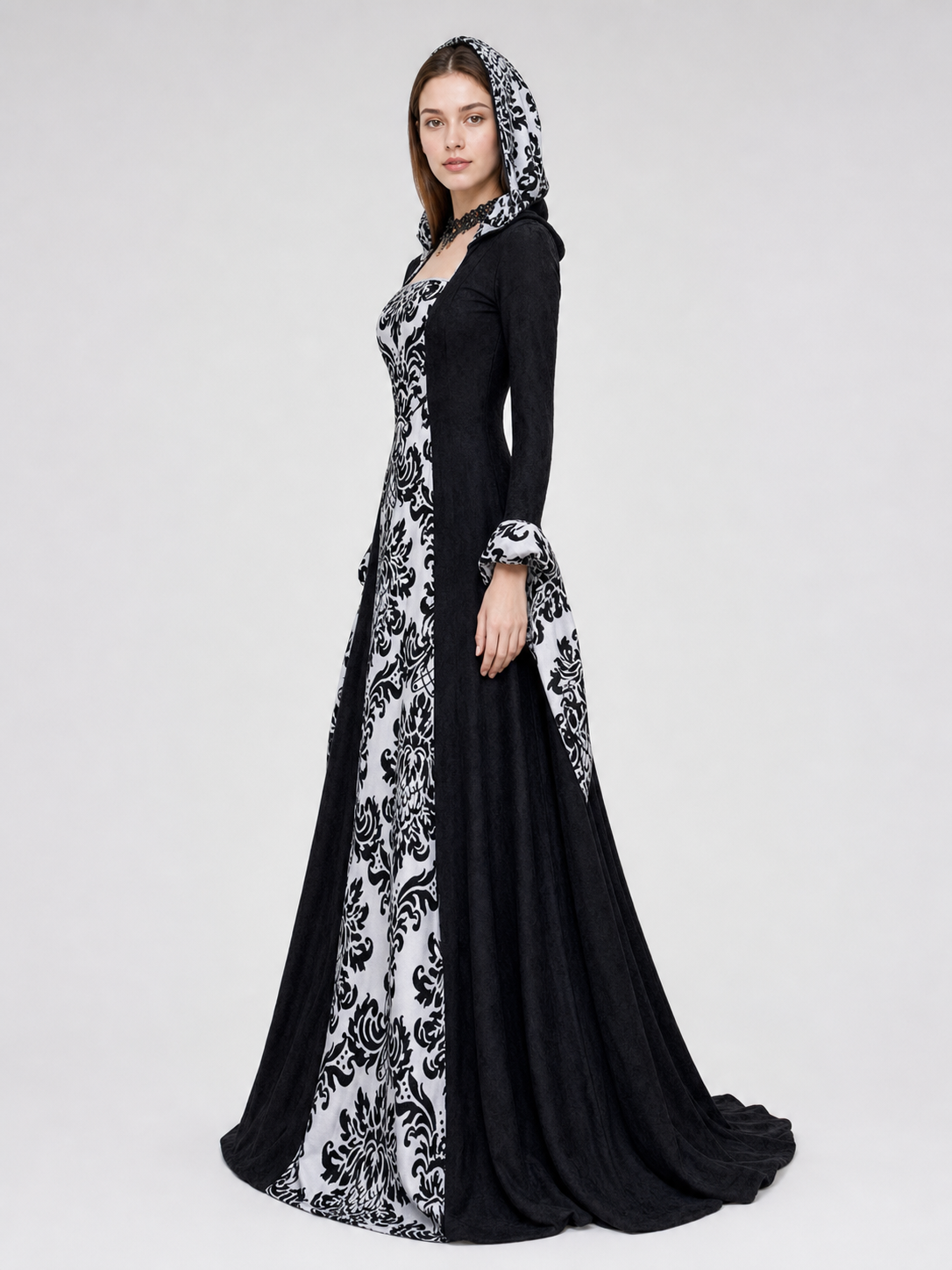 Gothic Victorian-Style Hooded Dress