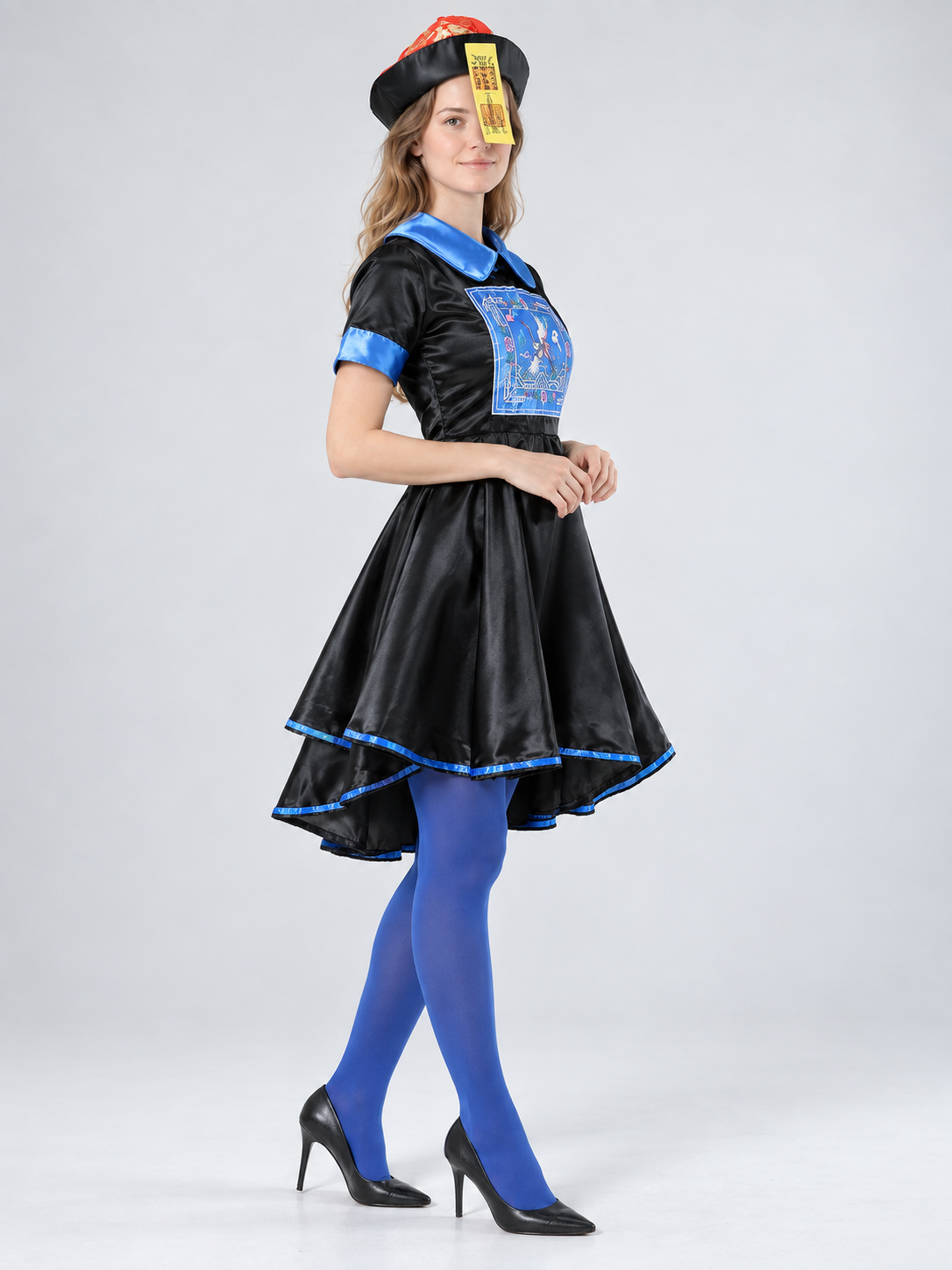 Halloween Carnival Costume with Black Dress and Hat