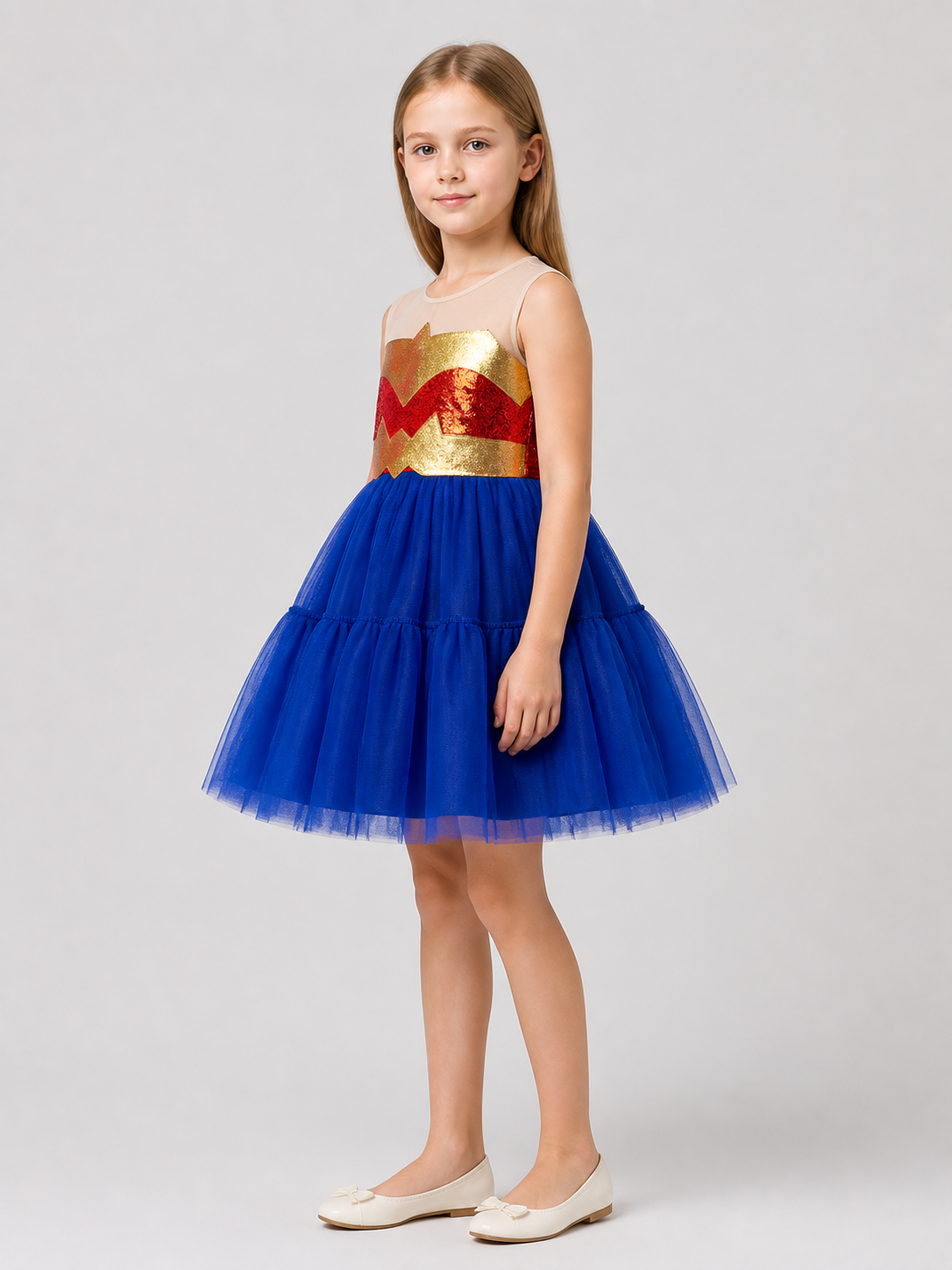 Captain America-Inspired Carnival Tutu Dress for Cosplay with a Tulle Skirt